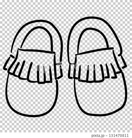 Baby shoes pair of tiny moccasin shoes with...のイラスト素材 [131470811] - PIXTA