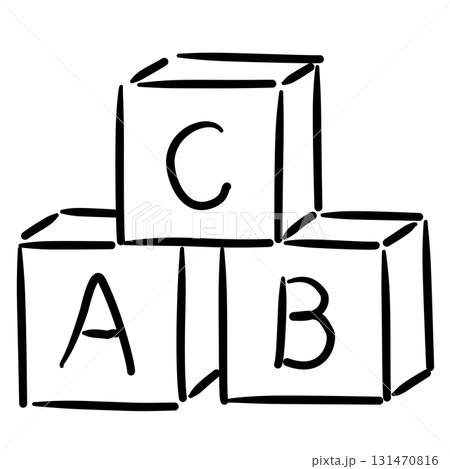 ABC baby blocks stacked baby shower line art doodle illustration hand drawn black and white outline sketch for invitations stickers patterns and crafts ABC baby blocks stacked baby shower line art doodle illustration hand drawn black and white outline sketch for invitations stickers patterns and crafts 131470816