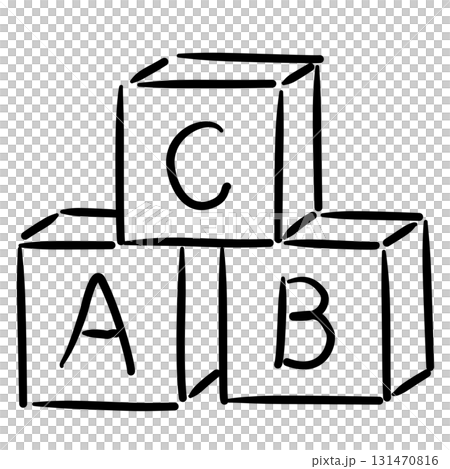 ABC baby blocks stacked baby shower line art doodle illustration hand drawn black and white outline sketch for invitations stickers patterns and crafts ABC baby blocks stacked baby shower line art doodle illustration hand drawn black and white outline sketch for invitations stickers patterns and crafts 131470816