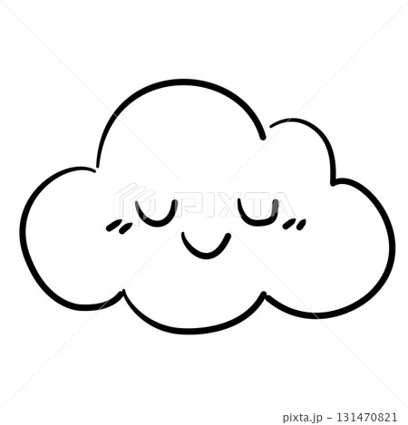 Cloud pillow baby shower line art doodle illustration hand drawn black and white outline sketch for invitations stickers patterns and crafts 131470821
