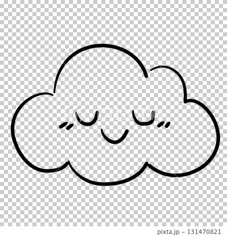 Cloud pillow baby shower line art doodle illustration hand drawn black and white outline sketch for invitations stickers patterns and crafts 131470821