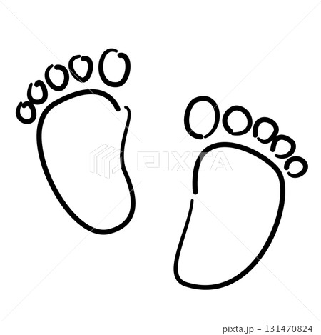 Baby footprint doodle baby shower line art doodle illustration hand drawn black and white outline sketch for invitations stickers patterns and crafts Baby footprint doodle baby shower line art doodle illustration hand drawn black and white outline sketch for invitations stickers patterns and crafts 131470824