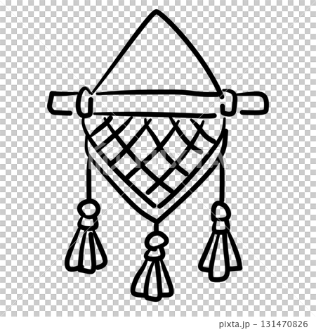 Macrame wall hanging mini macrame piece with tassels baby shower line art doodle illustration hand drawn black and white outline sketch for invitations stickers patterns and crafts Macrame wall hanging mini macrame piece with tassels baby shower line art doodle illustration hand drawn black and white outline sketch for invitations stickers patterns and crafts 131470826