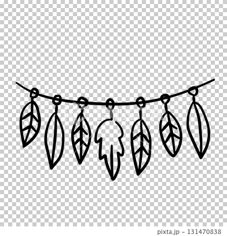 leaf and feather garland in simple doodle style baby shower line art doodle illustration hand drawn black and white outline sketch for invitations stickers patterns and crafts leaf and feather garland in simple doodle style baby shower line art doodle illustration hand drawn black and white outline sketch for invitations stickers patterns and crafts 131470838