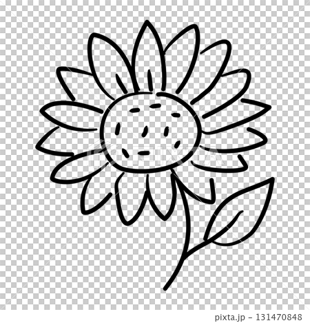 hand drawn sunflower with soft petals baby shower line art doodle illustration hand drawn black and white outline sketch for invitations stickers patterns and crafts hand drawn sunflower with soft petals baby shower line art doodle illustration hand drawn black and white outline sketch for invitations stickers patterns and crafts 131470848