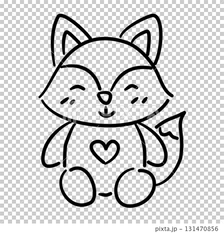Little fox plush baby shower line art doodle illustration hand drawn black and white outline sketch for invitations stickers patterns and crafts Little fox plush baby shower line art doodle illustration hand drawn black and white outline sketch for invitations stickers patterns and crafts 131470856