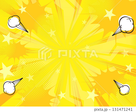 アメコミ風のシンプルな背景　集中線　ドットグラデーション　黄色　1 131471241