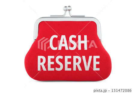 Cash Reserve concept with red coin purse. 3D rendering Cash Reserve concept with red coin purse. 3D rendering 131472086