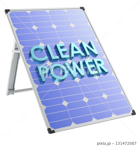 Clean Power, solar panel. 3D rendering 131472087