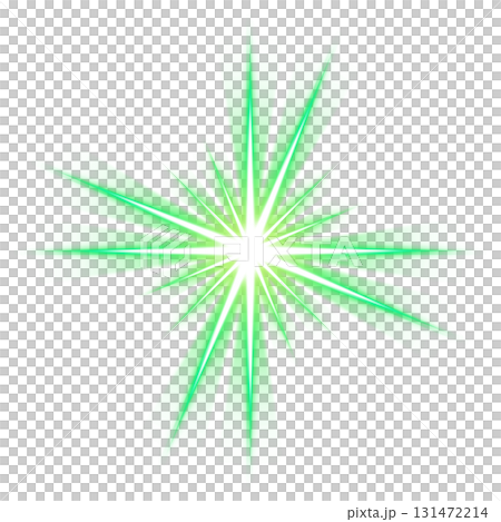 透明背景上綠色發光的徑向星 131472214