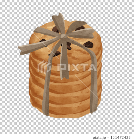 リボンで結んだチョコチップクッキー　水彩風手描きイラスト 131472425