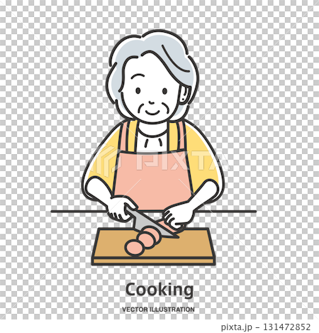 調理する年配の女性 131472852