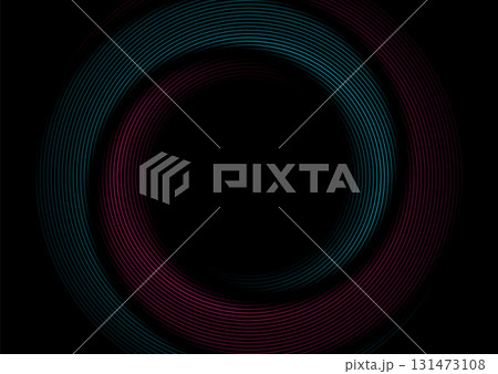 Blue and purple shiny linear twisted circles abstract futuristic tech background Blue and purple shiny linear twisted circles abstract futuristic tech background 131473108