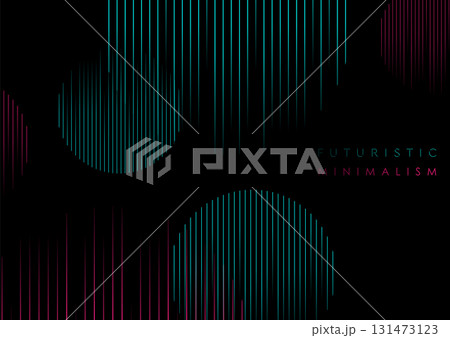 Blue and pink minimal lines arranged in a circle abstract tech background 131473123