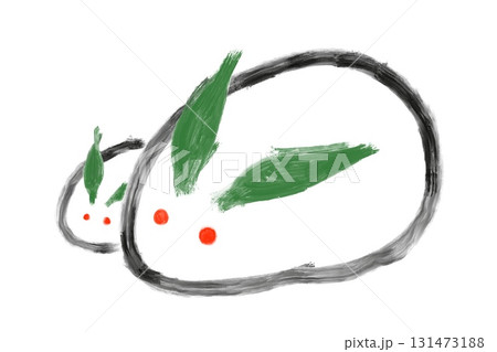雪兎 和風 和 墨絵 水墨画 水彩 手描き 手描き風 シンプル かわいい 雪兎 和風 和 墨絵 水墨画 水彩 手描き 手描き風 シンプル かわいい 131473188