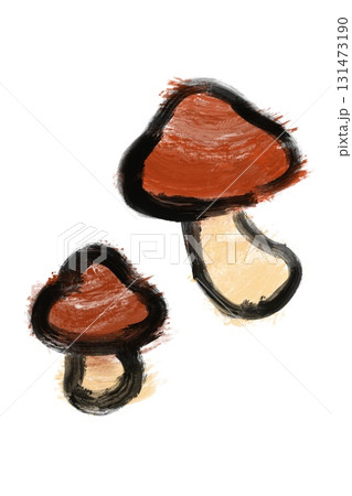 きのこ 和風 シンプル 墨絵 水墨 水彩 手描き かわいい 秋 きのこ 和風 シンプル 墨絵 水墨 水彩 手描き かわいい 秋 131473190