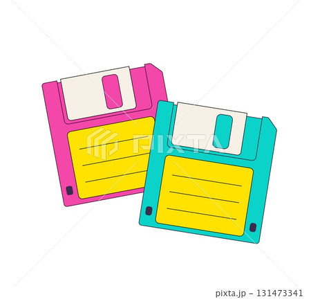 Retro floppy disk from 90s Vector Illustration. 2000s aesthetic. Nostalgia for 1990s Retro floppy disk from 90s Vector Illustration. 2000s aesthetic. Nostalgia for 1990s 131473341