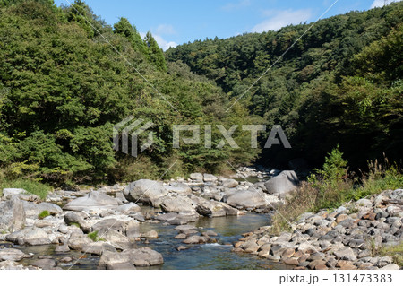 緑の山間部を流れる川 緑の山間部を流れる川 131473383