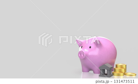 The Piggy Bank and Coins for Business or earn concept 3d rendering. The Piggy Bank and Coins for Business or earn concept 3d rendering. 131473511