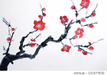 梅　水墨画 131473650