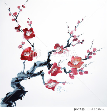梅　水墨画 131473667