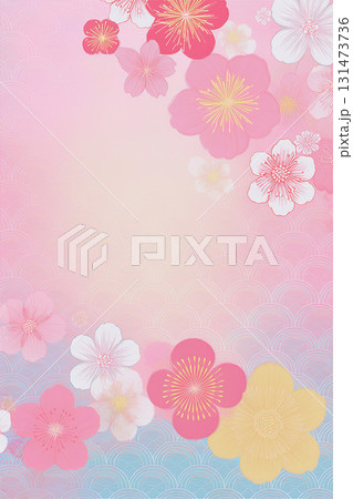 梅　和紙　和柄　背景 131473736