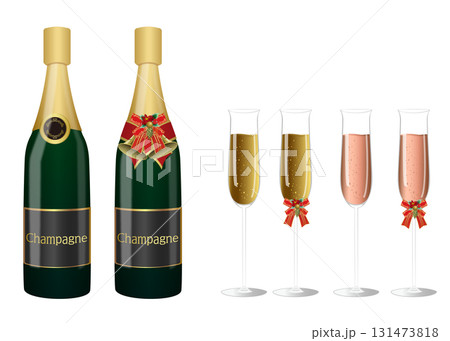 シャンパンボトルとグラス 131473818