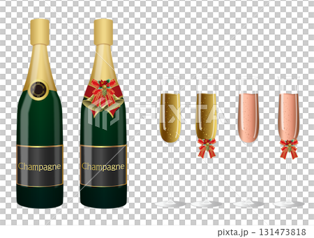 シャンパンボトルとグラス 131473818