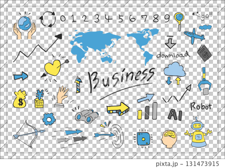 Hand drawn business icon set Hand drawn business icon set 131473915