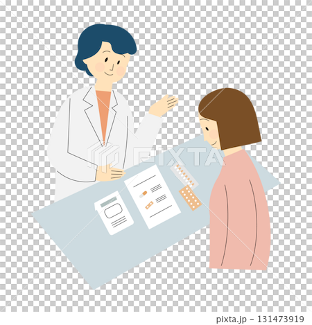 薬の説明をする薬剤師のイラスト 131473919