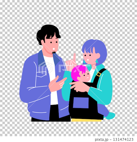 ポップでカラフルな親子のイラスト　話し合う家族 131474123