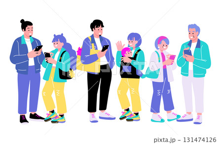 ポップでカラフルな色々な世代の人々のイラスト 131474126