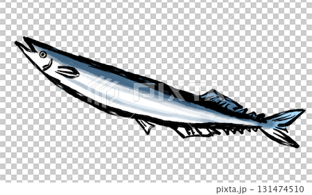 毛筆插圖_秋刀魚 131474510