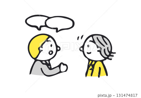 コミュニケーションをするスーツの2人 131474817