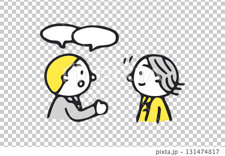 コミュニケーションをするスーツの2人 131474817