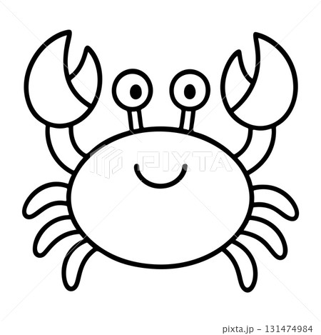 Cute cartoon tiny crab. Doodle style black and white isolated. 131474984