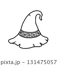 ハロウィン用/ツル模様の帯が巻かれた妖しい魔女のとんがり帽子【線画のみ】 ハロウィン用/ツル模様の帯が巻かれた妖しい魔女のとんがり帽子【線画のみ】 131475057