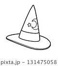 ハロウィン用/月と星の模様が描かれた華やかな魔女のとんがり帽子【線画のみ】 ハロウィン用/月と星の模様が描かれた華やかな魔女のとんがり帽子【線画のみ】 131475058