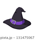 ハロウィン用/紫色のベルトが巻かれたクラシックな魔女のとんがり帽子【主線なし】 ハロウィン用/紫色のベルトが巻かれたクラシックな魔女のとんがり帽子【主線なし】 131475067