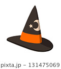 ハロウィン用/月と星の模様が描かれた華やかな魔女のとんがり帽子【主線なし】 ハロウィン用/月と星の模様が描かれた華やかな魔女のとんがり帽子【主線なし】 131475069