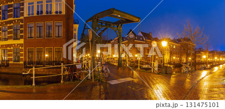Drawbridge over Canal in Leiden Netherlands Drawbridge over Canal in Leiden Netherlands 131475101