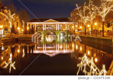 Koornbrug Christmas Lights in Leiden Netherlands. Koornbrug Christmas Lights in Leiden Netherlands. 131475106