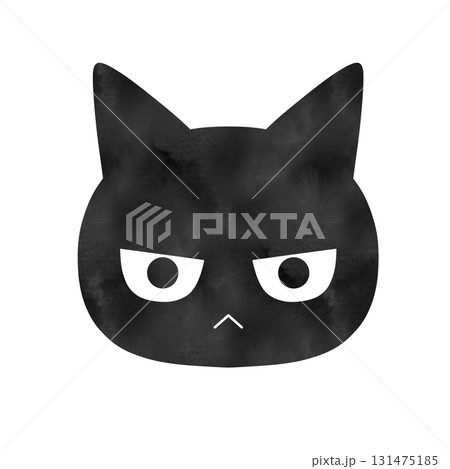 水彩風のテクスチャを加えた、黒猫の顔のシルエットイラスト 水彩風のテクスチャを加えた、黒猫の顔のシルエットイラスト 131475185