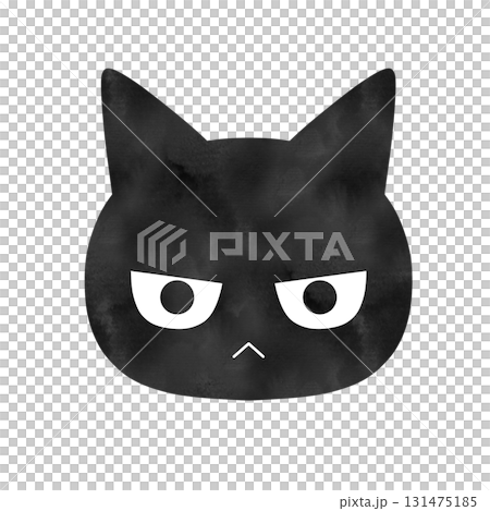 水彩風のテクスチャを加えた、黒猫の顔のシルエットイラスト 水彩風のテクスチャを加えた、黒猫の顔のシルエットイラスト 131475185