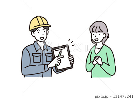作業員の男性と説明を受ける女性 131475241