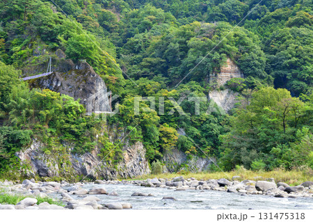 秋の穏やかな流れの利根川　棚下不動付近の眺め　　　　 131475318