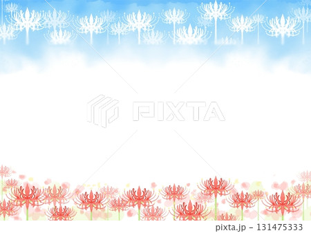 水彩風の彼岸花の影が映る横向きフレーム 水彩風の彼岸花の影が映る横向きフレーム 131475333
