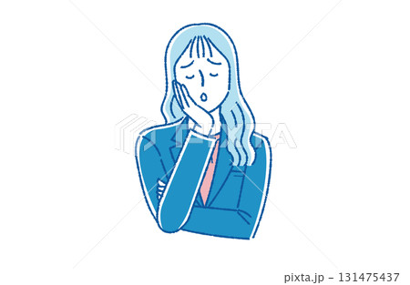 悩んでいる若手女性社員 悩んでいる若手女性社員 131475437