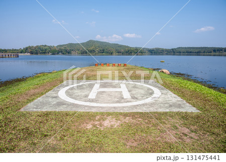 A Helipad in Mae Puem National Park in Phayao province of Thailand. This national park is renowned for its breathtaking landscapes, which range from lush forests and rolling hills to tranquil lakes. 131475441