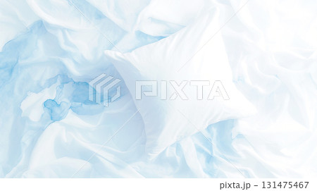 白い皺のよったシーツの上の清潔な枕のイラスト背景 白い皺のよったシーツの上の清潔な枕のイラスト背景 131475467